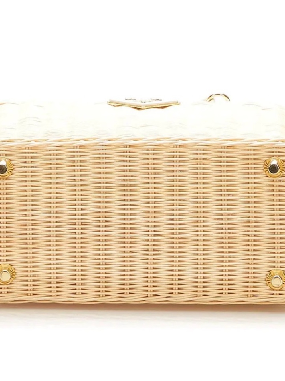 Prada White Leather & Natural Wicker Tote - Picture 7 of 15